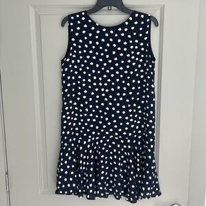 Mango - Blue and White Polka Dot Dress with Tie-Back, Sleeveless, Size 6